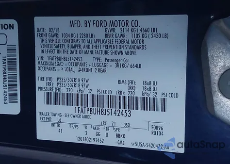 2018 Ford Mustang Ecoboost Premium из США, поврежденный, VIN 1FATP8UH8J5142453